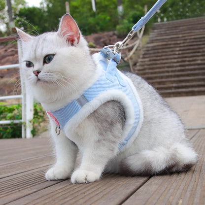Rabbit Fur Harness with FREE Leash Set – Warm & Adjustable for Cats & Small Dogs