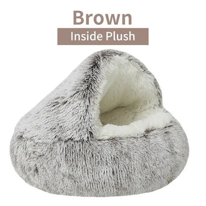 Warm Soft Plush Round Cat and Puppy Bed - EasyDailyLife