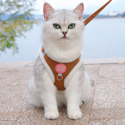 Rabbit Fur Harness with FREE Leash Set – Warm & Adjustable for Cats & Small Dogs