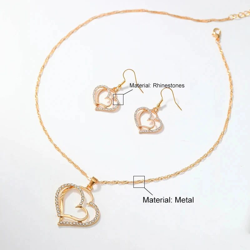 3-Piece Heart Jewelry Set – Earrings & Pendant Necklace
