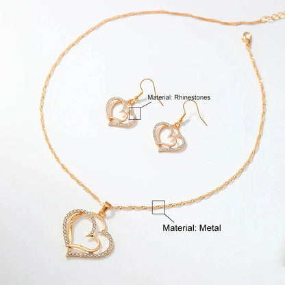 3-Piece Heart Jewelry Set – Earrings & Pendant Necklace
