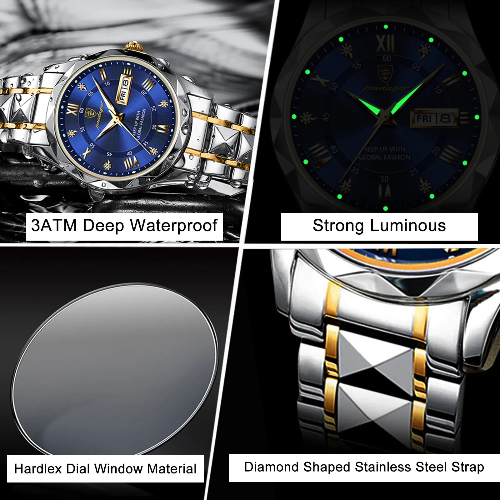 Men's "POEDAGAR Luxury Waterproof Quartz Watch" - EasyDailyLife