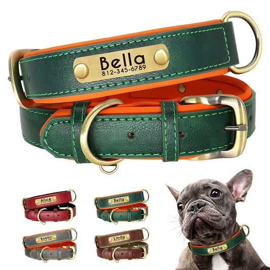 Custom PU Leather Dog Collar – Free Engraving, Adjustable & Padded