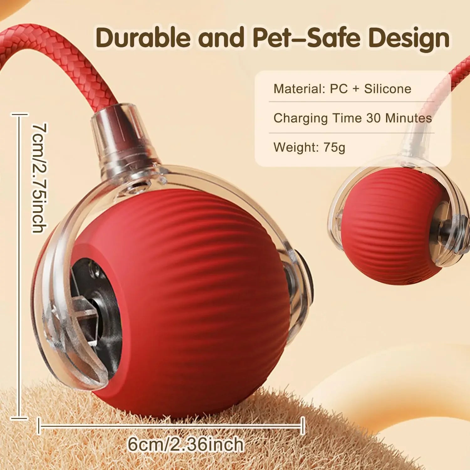 Smart Rechargeable Cat Toy – Rolling Ball with Tail - EasyDailyLife