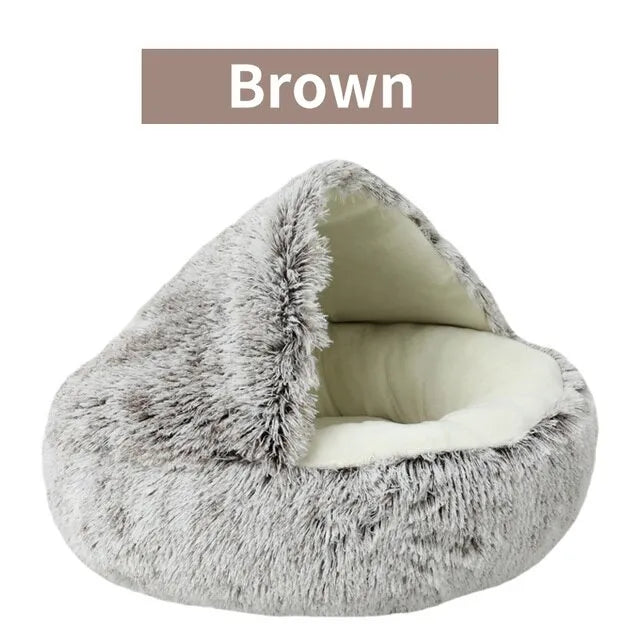 Warm Soft Plush Round Cat and Puppy Bed - EasyDailyLife