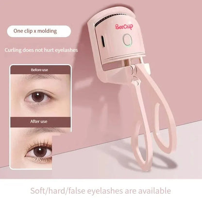 Pink Electric Eyelash Curler: Fast Heating, Portable, Lasting Curl - EasyDailyLife