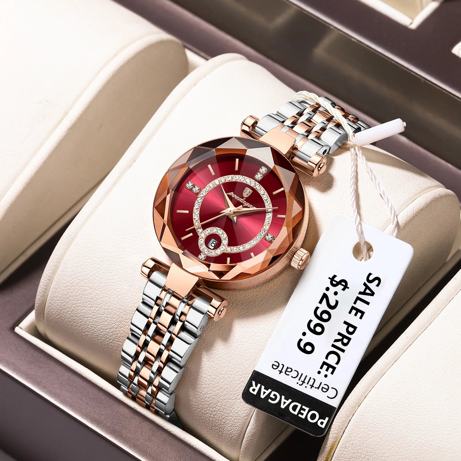 POEDAGAR Women's Luxury Diamond Watch – Stainless Steel & Waterproof - EasyDailyLife