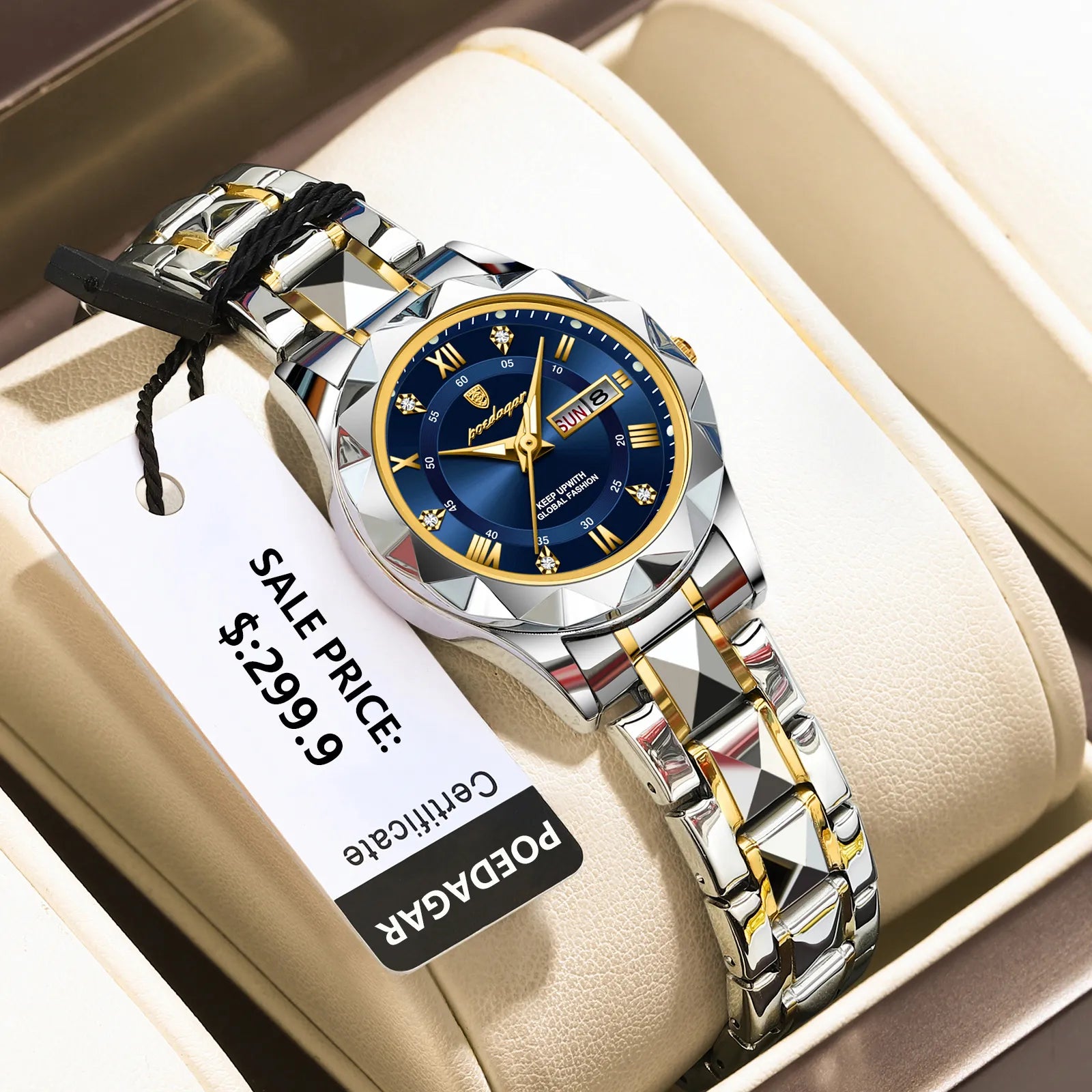 Ladies "POEDAGAR Luxury Dress Watch" - Luminous, Waterproof, Date - EasyDailyLife
