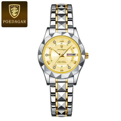 Ladies "POEDAGAR Luxury Dress Watch" - Luminous, Waterproof, Date - EasyDailyLife