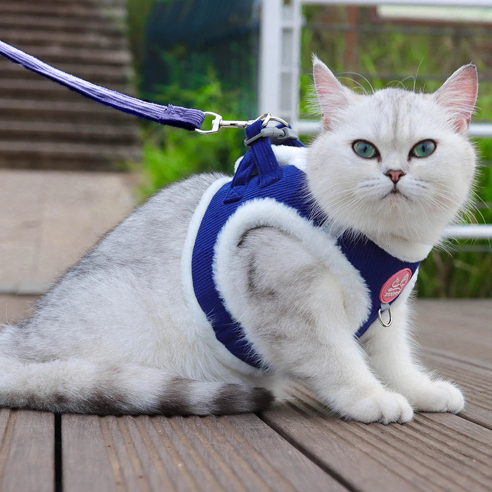 Rabbit Fur Harness with FREE Leash Set – Warm & Adjustable for Cats & Small Dogs