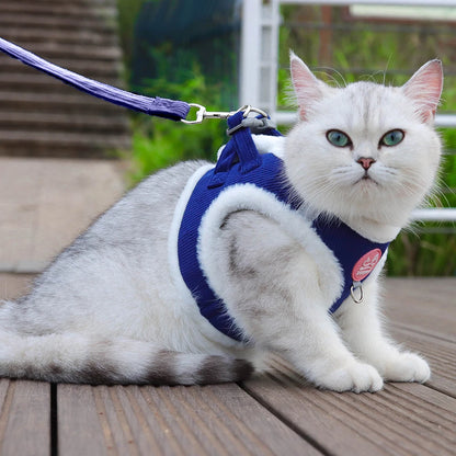 Rabbit Fur Harness with FREE Leash Set – Warm & Adjustable for Cats & Small Dogs