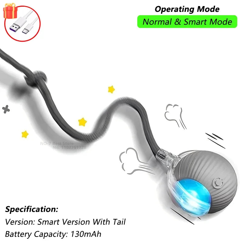 Smart Rechargeable Cat Toy – Rolling Ball with Tail - EasyDailyLife