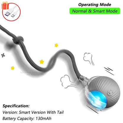Smart Rechargeable Cat Toy – Rolling Ball with Tail - EasyDailyLife