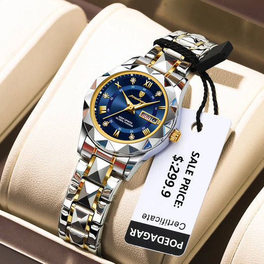 Ladies "POEDAGAR Luxury Dress Watch" - Luminous, Waterproof, Date - EasyDailyLife