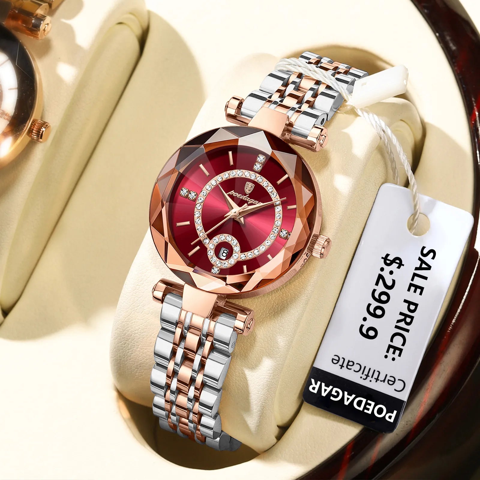 POEDAGAR Women's Luxury Diamond Watch – Stainless Steel & Waterproof - EasyDailyLife