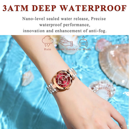POEDAGAR Women's Luxury Diamond Watch – Stainless Steel & Waterproof - EasyDailyLife