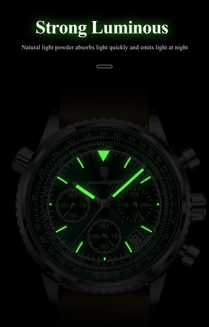 POEDAGAR Men's Luxury Sports Watch – Waterproof & Chronograph