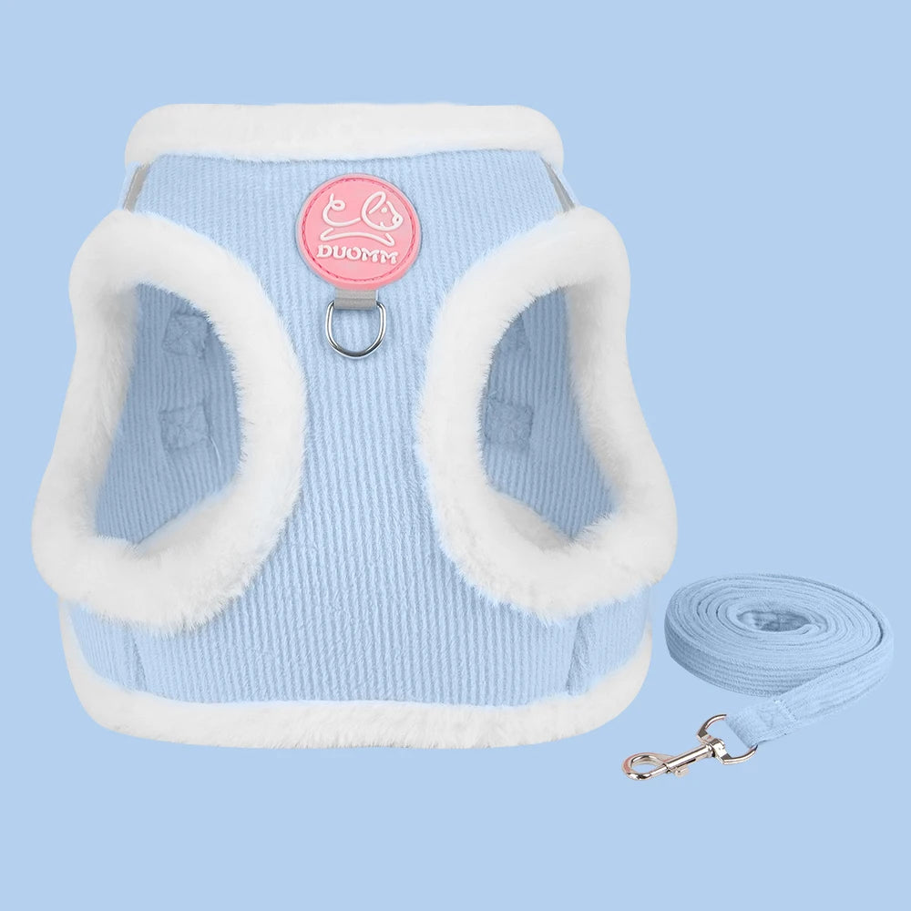 Rabbit Fur Harness with FREE Leash Set – Warm & Adjustable for Cats & Small Dogs