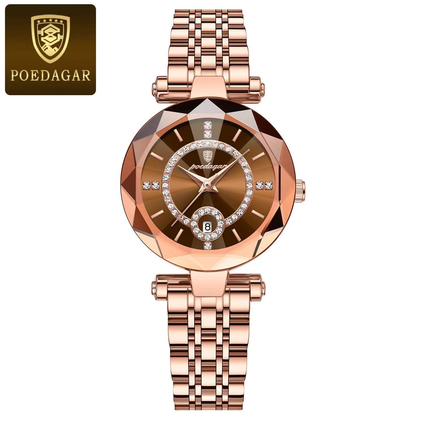 POEDAGAR Women's Luxury Diamond Watch – Stainless Steel & Waterproof - EasyDailyLife
