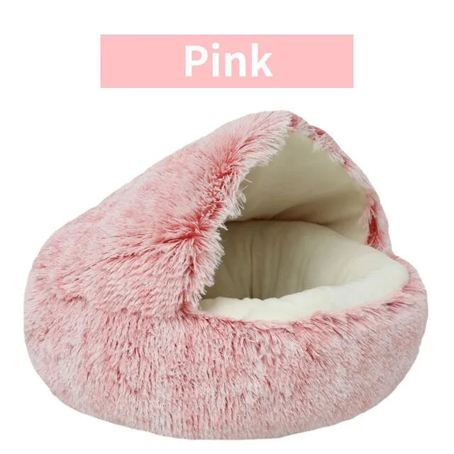Warm Soft Plush Round Cat and Puppy Bed - EasyDailyLife