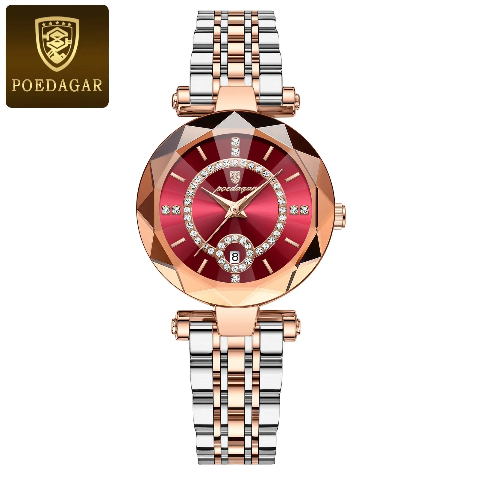 POEDAGAR Women's Luxury Diamond Watch – Stainless Steel & Waterproof - EasyDailyLife