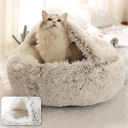 Warm Soft Plush Round Cat and Puppy Bed - EasyDailyLife