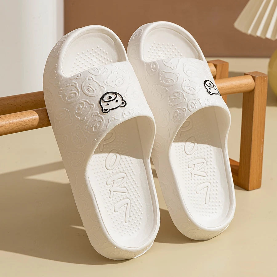 Non-Slip Bear Print Slippers – Soft & Comfortable Indoor Sandals for Women - EasyDailyLife