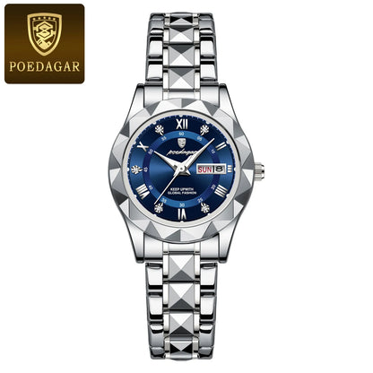Ladies "POEDAGAR Luxury Dress Watch" - Luminous, Waterproof, Date - EasyDailyLife