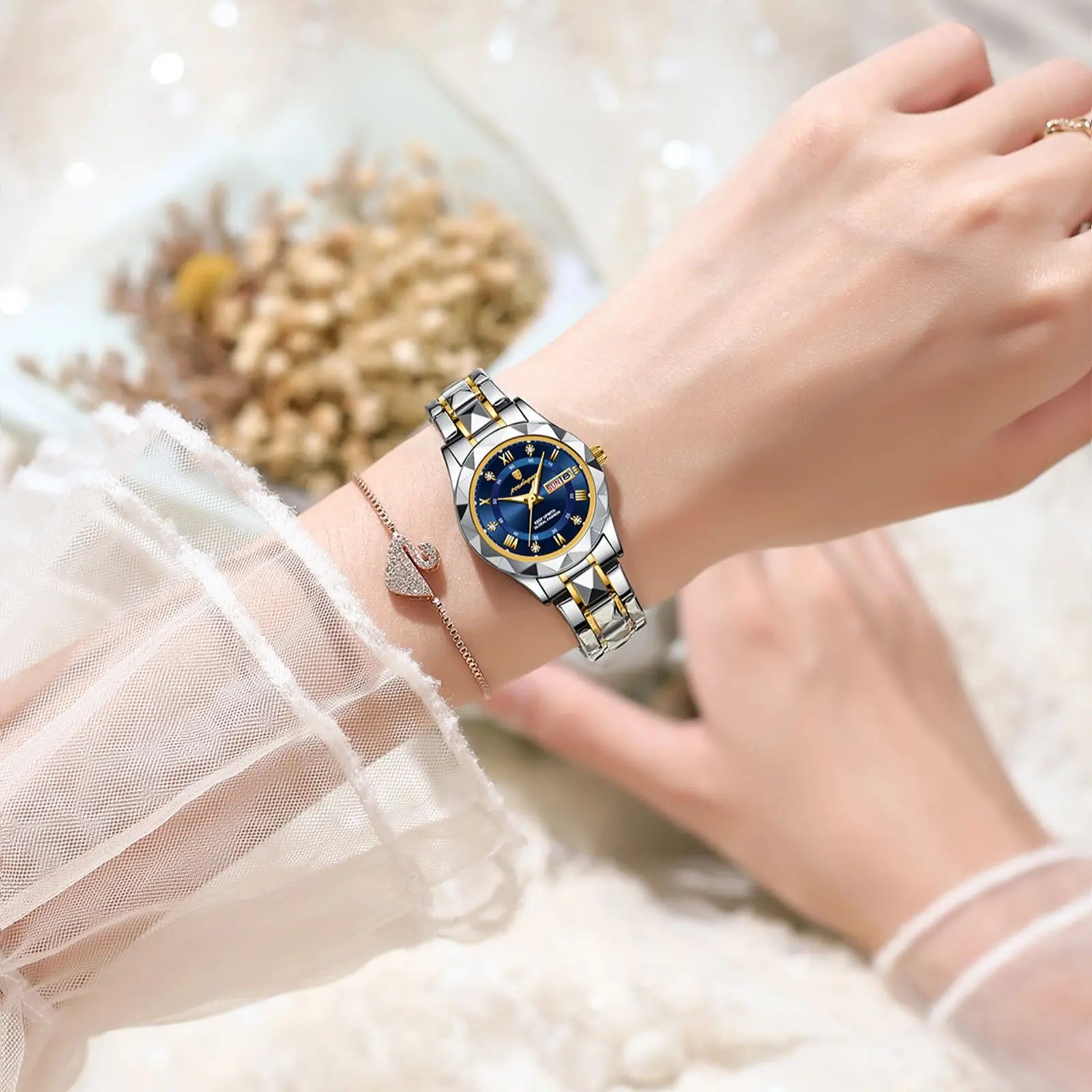 Ladies "POEDAGAR Luxury Dress Watch" - Luminous, Waterproof, Date - EasyDailyLife