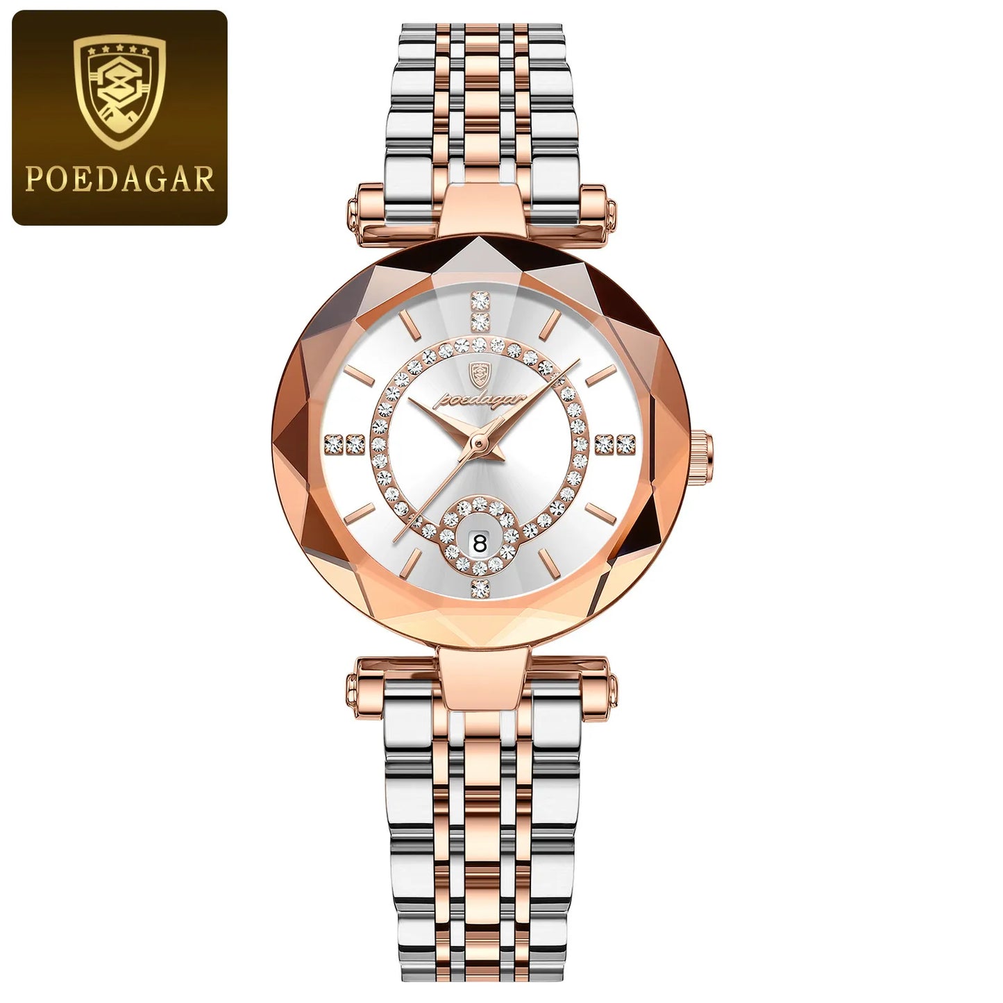 POEDAGAR Women's Luxury Diamond Watch – Stainless Steel & Waterproof - EasyDailyLife