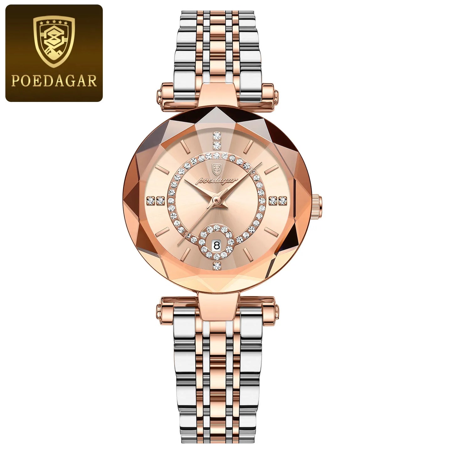 POEDAGAR Women's Luxury Diamond Watch – Stainless Steel & Waterproof - EasyDailyLife