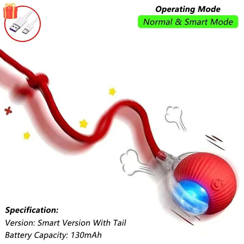 Smart Rechargeable Cat Toy – Rolling Ball with Tail - EasyDailyLife