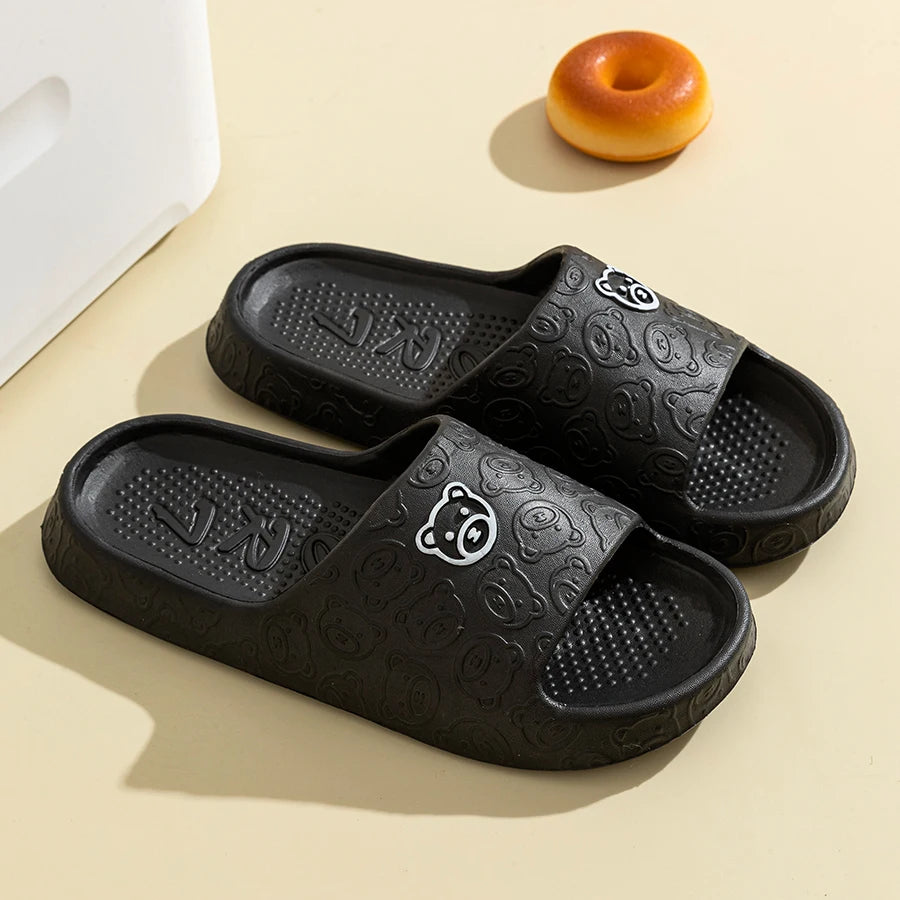 Non-Slip Bear Print Slippers – Soft & Comfortable Indoor Sandals for Women - EasyDailyLife