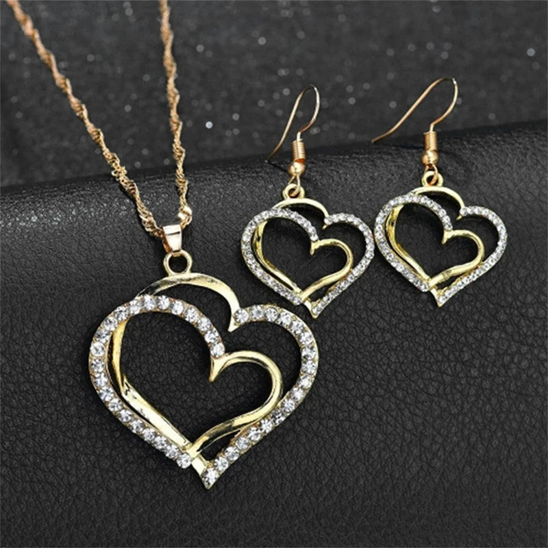 3-Piece Heart Jewelry Set – Earrings & Pendant Necklace