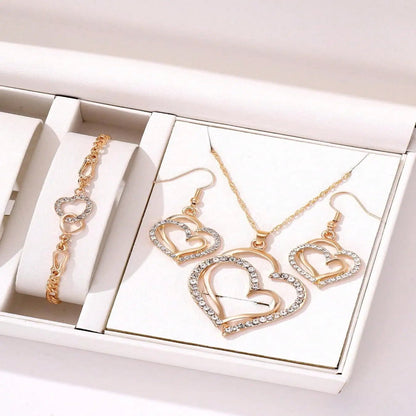3-Piece Heart Jewelry Set – Earrings & Pendant Necklace