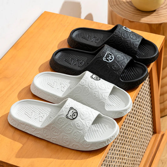 Non-Slip Bear Print Slippers – Soft & Comfortable Indoor Sandals for Women