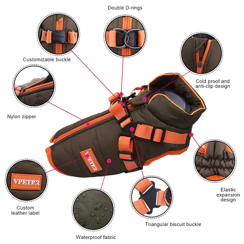 Waterproof Dog Jacket with Harness - EasyDailyLife