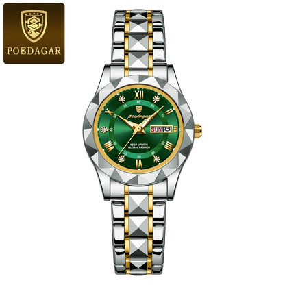Ladies "POEDAGAR Luxury Dress Watch" - Luminous, Waterproof, Date - EasyDailyLife