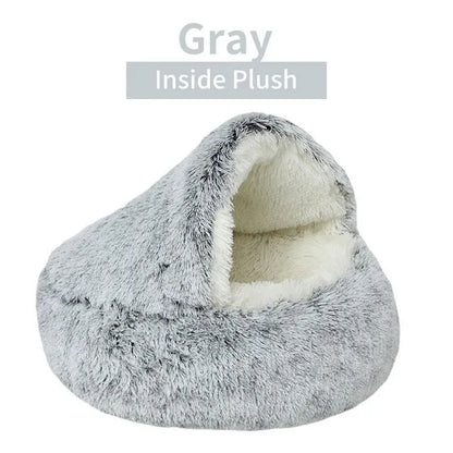 Warm Soft Plush Round Cat and Puppy Bed - EasyDailyLife