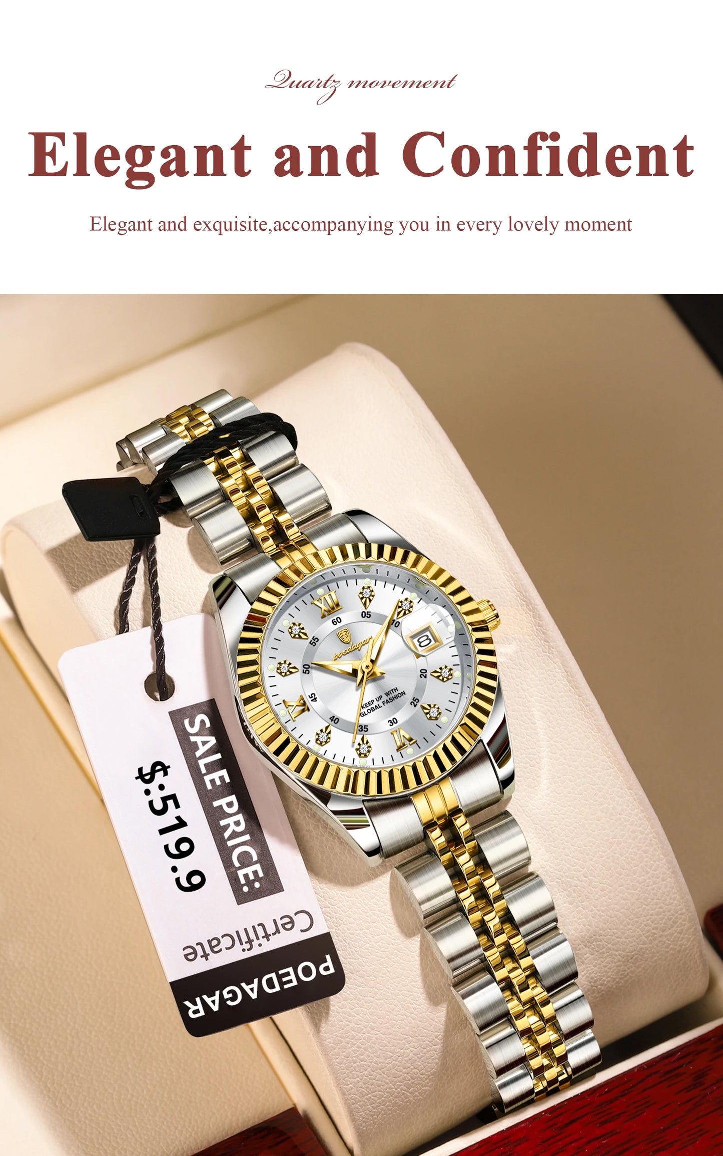 Luxury Women's Waterproof Stainless Steel Quartz Watch - EasyDailyLife