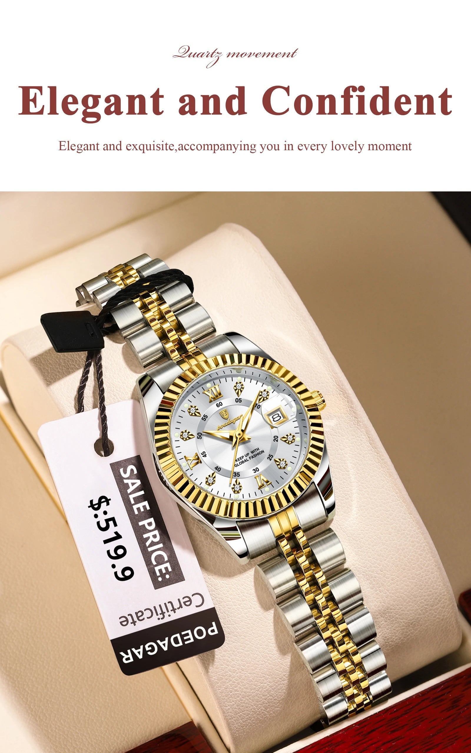 Luxury Women's Waterproof Stainless Steel Quartz Watch - EasyDailyLife