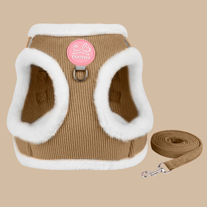 Rabbit Fur Harness with FREE Leash Set – Warm & Adjustable for Cats & Small Dogs