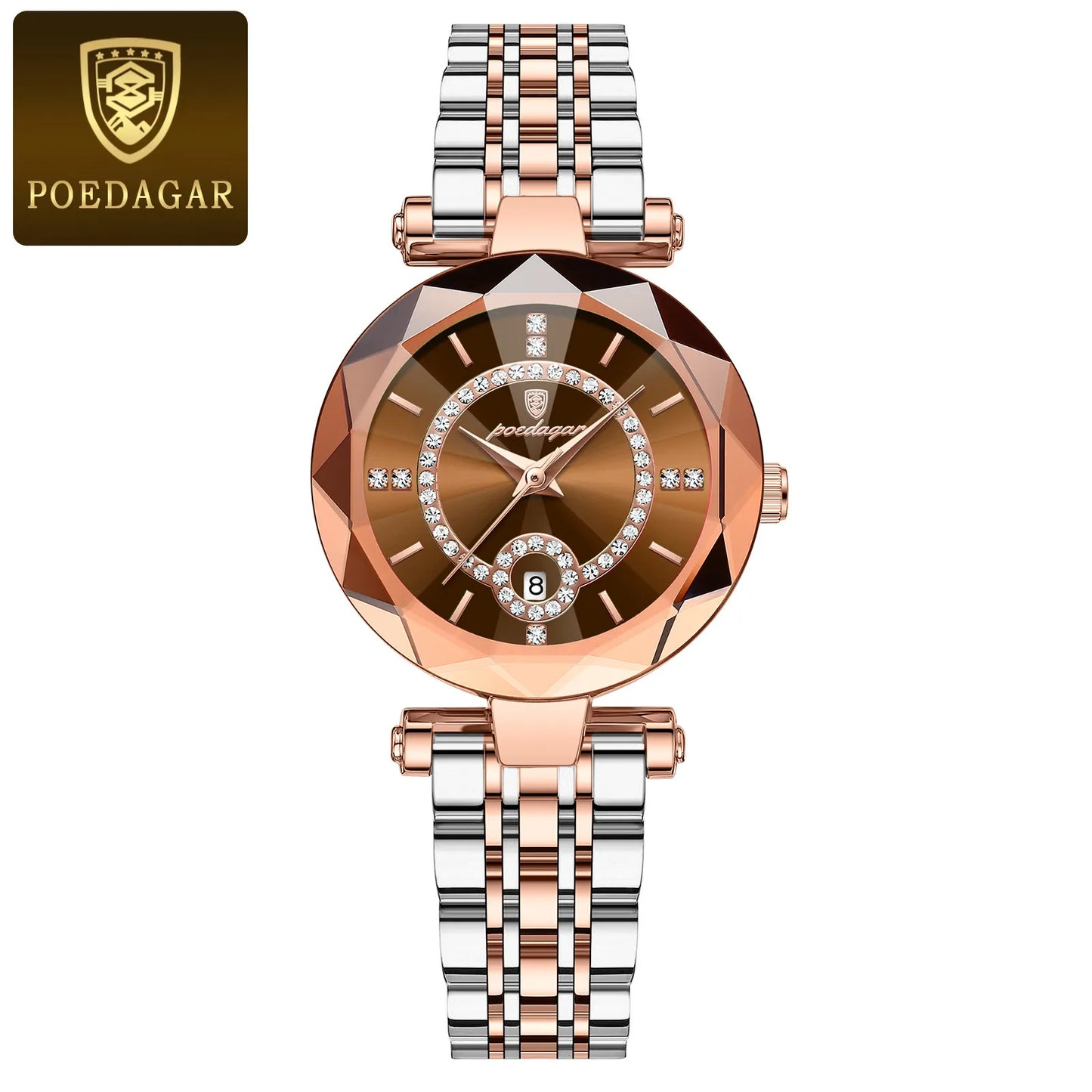 POEDAGAR Women's Luxury Diamond Watch – Stainless Steel & Waterproof - EasyDailyLife