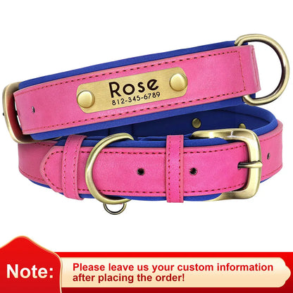 Custom PU Leather Dog Collar – Free Engraving, Adjustable & Padded