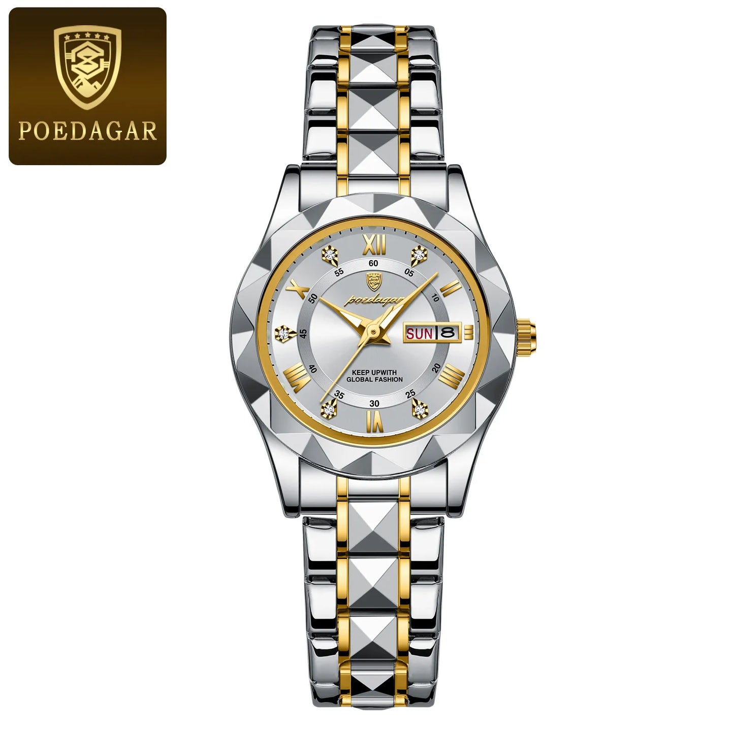 Ladies "POEDAGAR Luxury Dress Watch" - Luminous, Waterproof, Date - EasyDailyLife