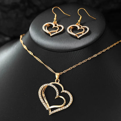 3-Piece Heart Jewelry Set – Earrings & Pendant Necklace