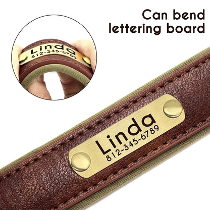Custom PU Leather Dog Collar – Free Engraving, Adjustable & Padded