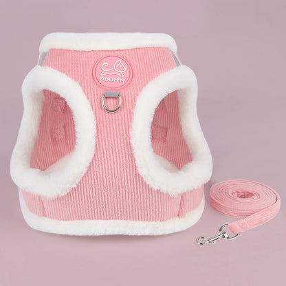 Rabbit Fur Harness with FREE Leash Set – Warm & Adjustable for Cats & Small Dogs