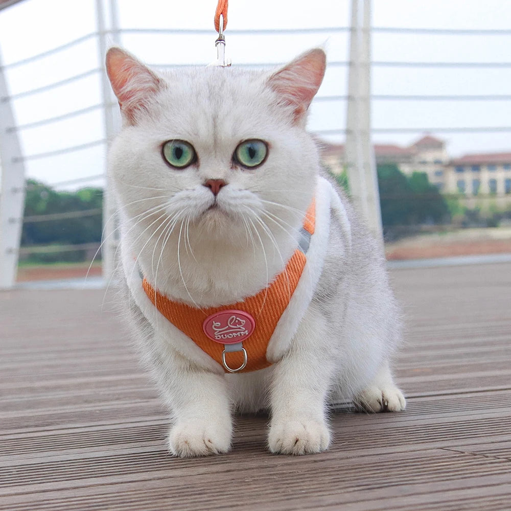 Rabbit Fur Harness with FREE Leash Set – Warm & Adjustable for Cats & Small Dogs