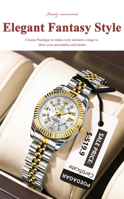 Luxury Women's Waterproof Stainless Steel Quartz Watch - EasyDailyLife